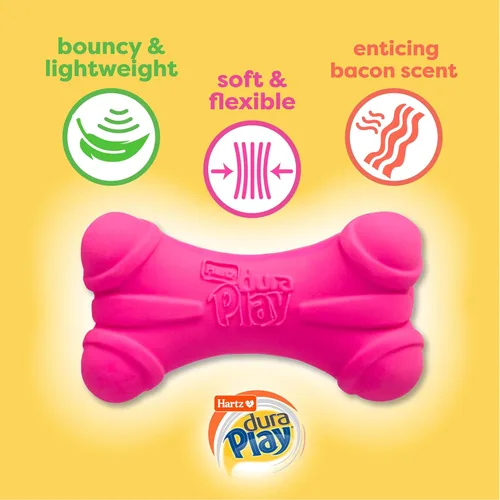 Miniatura 3 de Hartz DuraPlay Hueso Juguete de Látex Chirriante para Perros de Razas Medianas, Paquete de 3