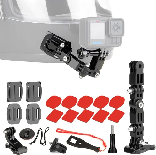 SOONSUN Kits de montaje de barbilla para casco de motocicleta para GoPro Hero 13 12 11 10 9 8 7 6 5 4 Hero Session, AKASO, SJCAM, cámara de acción