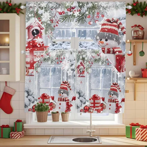 Miniatura 17 de Cortinas de Gnomos de San Valentín con Cenefa para Cocina, Cortinas con Bolsillo para Barra para Dormitorio, Sala de Estar, Baño, Cafetería, Negro