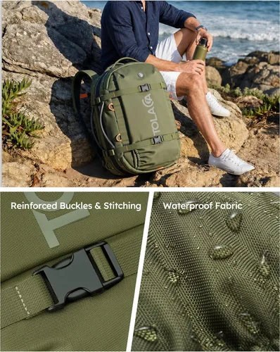 Miniatura 11 de Tolaccea Mochila de viaje para laptop para hombres y mujeres, mochila de transporte expandible de 40L-50L con compartimento húmedo y seco, mochila
