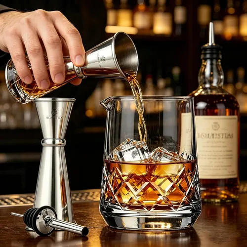 Miniatura 3 de Homestia Vaso mezclador de cóctel de cristal de 25 onzas, juego de 3 con jigger & Pourer Jarra agitadora sin plomo con base pesada para Martini, Old