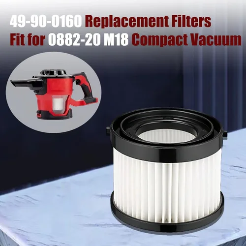 Miniatura 5 de Paquete de 4 filtros de vacío de repuesto 49-90-0160 compatibles con Milwaukee Compact Vacuum 0882-20 Compatible con parte #49-90-0160 Filtro