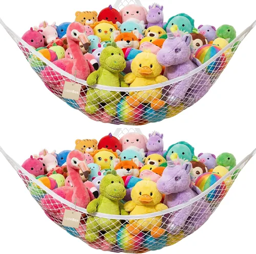 Miniatura 9 de Lazebox Hamaca de red para animales de peluche para juguetes de peluche, hamaca de animales de peluche de esquina para decoración de habitación