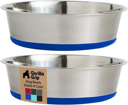 Miniatura 12 de GORILLA GRIP Tazones para perros, acero inoxidable 304 de grado alimenticio, con capacidad para 2 tazas cada uno (16 onzas líquidas) para alimentos