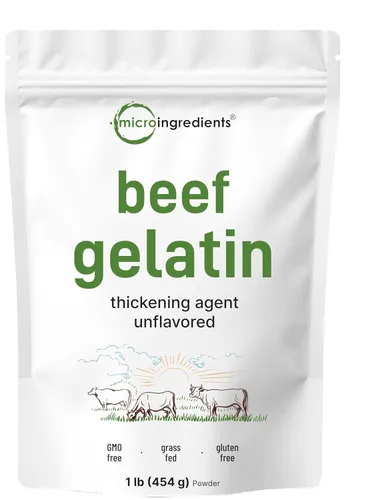 Polvo de gelatina de ternera, 1 libra, fuente premium de carne de res alimentada con pasto y criada en pastos | Agente espesante sin sabor para