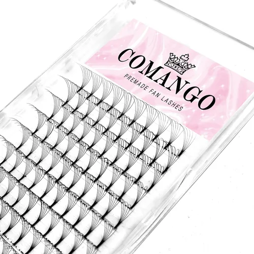 Miniatura 25 de CoMango Extensiones de pestañas de volumen 3D/4D/5D/6D/10D, grosor de 0.003 in, rizo C/D, tallo corto de 0.315-0.591 in, extensiones de pestañas