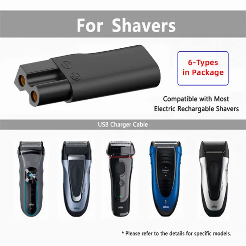 Miniatura 7 de 6 unids/set USB-C hembra a 2 pines DC 5 V potencia carga adater para cortadora de pelo eléctrica barba recortadoras afeitadoras instrumentos