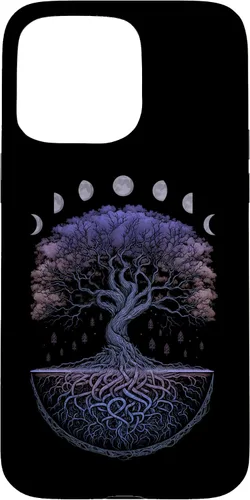 Miniatura 30 de Funda para iPhone 11 Pro Max Yggdrasil nórdico árbol de la vida vikinga fases de la luna