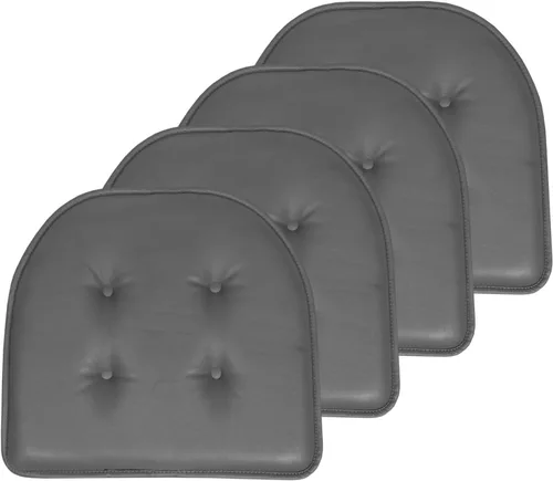 Sweet Home Collection - Cojín de espuma viscoelástica para silla con capitoné, antideslizante, parte trasera de goma, en forma de U, 17 x 16 Piel