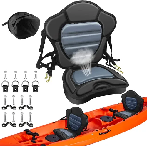 Asiento de kayak acolchado de lujo para barco de pesca, asiento de canoa sentado en la parte superior, cómodo soporte de respaldo universal con