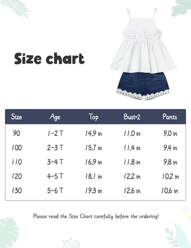 Miniatura 6 de SEYOUAG Conjunto de 2 piezas de ropa para niña pequeña + pantalones cortos de mezclilla