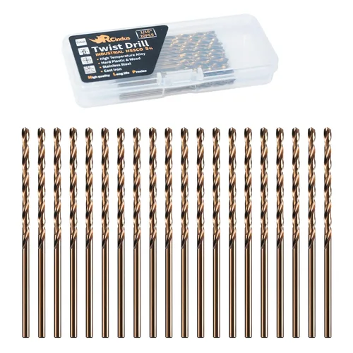 Miniatura 9 de (20PCS) Broca de cobalto de 1/8", brocas de metal HSS M35 para acero, acero inoxidable, hierro fundido, plástico duro y madera
