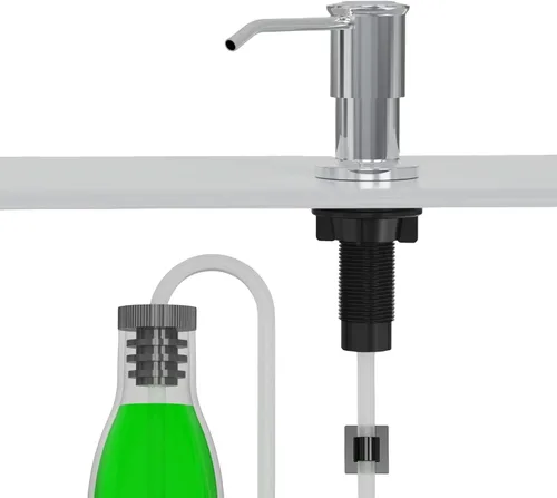 Miniatura 9 de Dispensador de jabón para fregadero de cocina, dispensadores de jabón integrados de oro cepillado, dispensador de jabón para fregadero de acero