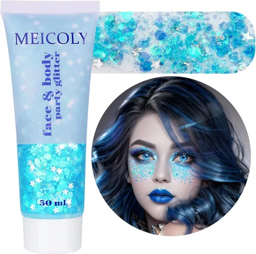 Miniatura 46 de MEICOLY Purpurina corporal roja, blanca y azul, accesorios del 4 de julio, purpurina para el cabello para niños, atuendos del 4 de julio