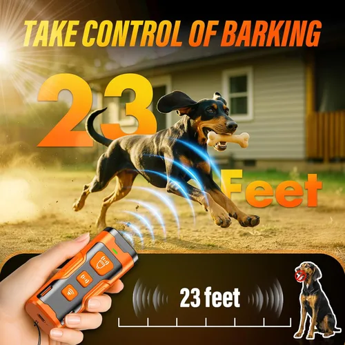 Miniatura 3 de YUYQA Dispositivo disuasorio de ladridos de perro, 3 veces ultrasónico antiladridos, 6 modos de entrenamiento, rango de 23 pies, no más ladridos