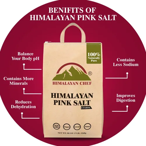 Miniatura 6 de Himalayan Chef - Sal rosa del Himalaya grano grueso, sal para recarga de molinillo - bolsas de 5 libras 100% sales naturales, no transgénicos