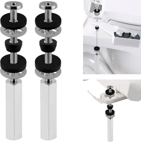 Miniatura 10 de Tornillos universales de latón macizo para asiento de inodoro, 2 piezas de pernos de metal para asiento de inodoro, pernos de piso de inodoro