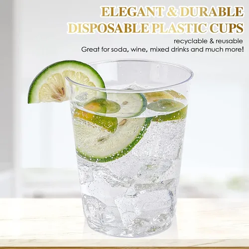 Miniatura 4 de FOCUSLINE Vasos de plástico transparente de 10 onzas, vasos desechables de plástico duro, reutilizables, 100