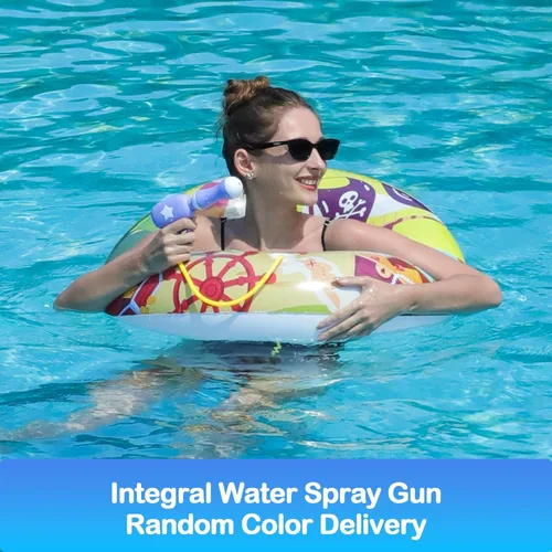 Miniatura 6 de FindUWill Flotadores de piscina con pistolas de agua para niños, tubos inflables de natación para piscina con pelota de playa, flotadores de piscina