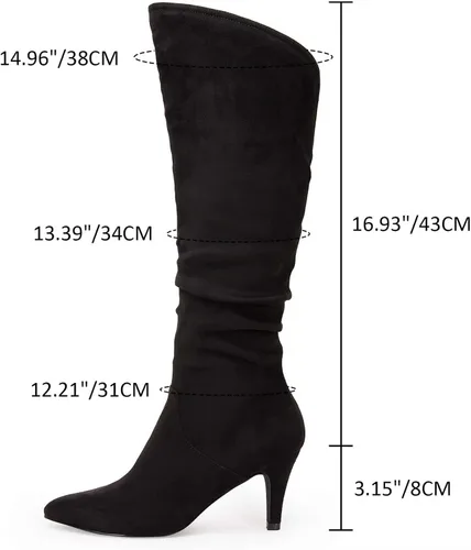 Miniatura 4 de Coutgo Botas altas hasta la rodilla para mujer, con tacón ancho de pantorrilla, puntera puntiaguda, botas largas para invierno