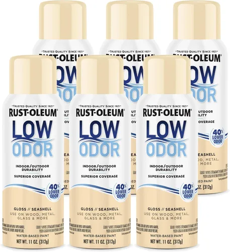 Rust-Oleum Pintura en aerosol prémium de bajo olor, 11 onzas, concha marina brillante, paquete de 6 Seashell