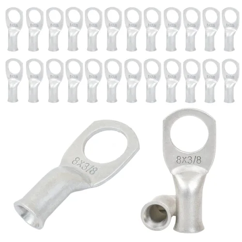 Miniatura 16 de 2/0 AWG 5/16" Stud (25 piezas), terminal de anillo de batería resistente, conectores de calibre 00, lengüetas de alambre de cobre 2/0, terminales