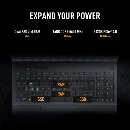 Miniatura 8 de ASUS TUF Gaming F16 (2025), Laptop para juegos, pantalla FHD+ 165Hz 16:10 de 16 pulgadas, procesador Intel Core i5 13450HX, NVIDIA® GeForce RTX™