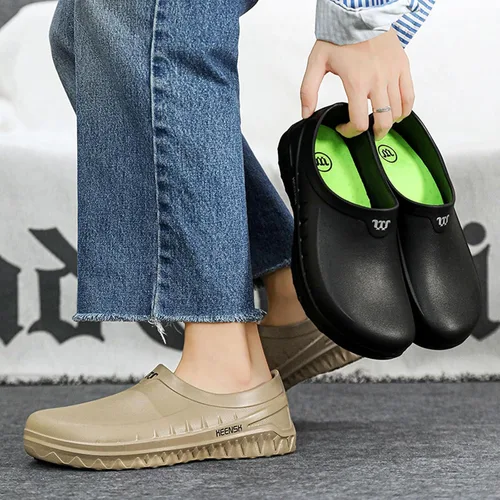 Miniatura 7 de ihinzry Chef Clogs - Zuecos de trabajo sólidos antideslizantes, impermeables, a prueba de aceite, para personal de restaurante, zapatos de cocina