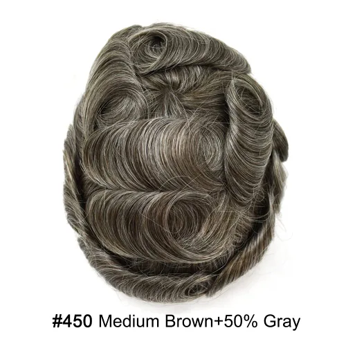 Miniatura 102 de Toupee Hair Piece For Men 100% Real Human Hair System Natural Looking Hairpieces For Men Hair Units Protesis Capilar Para Hombre 8''X10'' #610#6