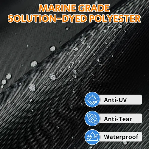 Miniatura 3 de iCOVER Cubierta para lancha Jon de 12 pies, cubierta impermeable de poliéster de grado marino resistente a los rayos UV, cubierta de amarre Negro