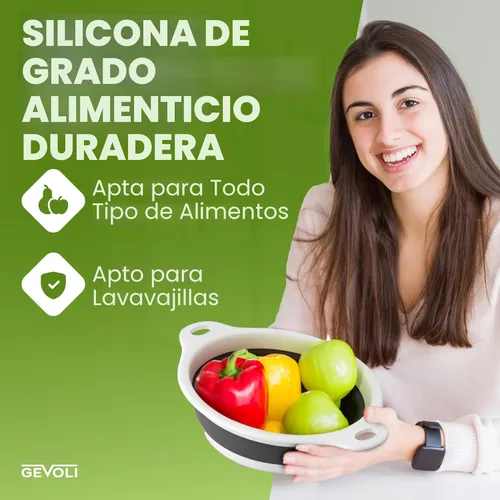 Miniatura 6 de Gevoli Coladores plegables (juego de 3) coladores de alimentos con base de drenaje de agua sobre el fregadero para pasta, frutas y verduras