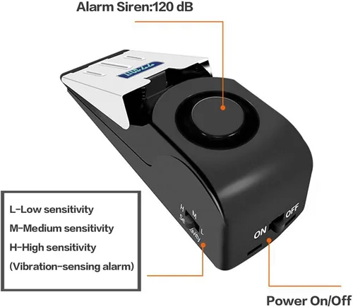 Miniatura 4 de ZZRUI Tope de puerta portátil 2 en 1, alarma de seguridad de cuña para piso, alarma de seguridad ruidosa de 120 db, alarma de parada de puerta