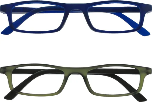 Miniatura 16 de OPULIZE TED - Lentes de lectura para mujeres y hombres, marco mate rectangular, ligero, estrecho, con bisagras de resorte, gris transparente +1.50