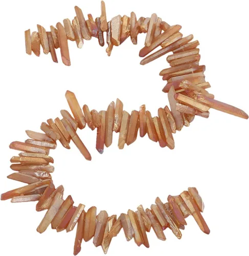 Miniatura 18 de TUMBEELLUWA Puntas de cristal de cuarzo para bisutería Cuentas de cristal de cuarzo con revestimiento de titanio pulidas o en bruto 15 pulgadas