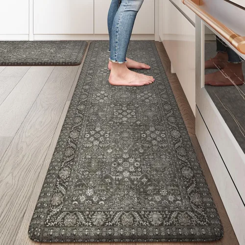 Miniatura 30 de KIMODE Alfombra de Cocina Antifatiga 2 Piezas, Alfombras de Cocina Antideslizantes e Impermeables, Alfombra de Cocina de Estilo Rústico en Gris