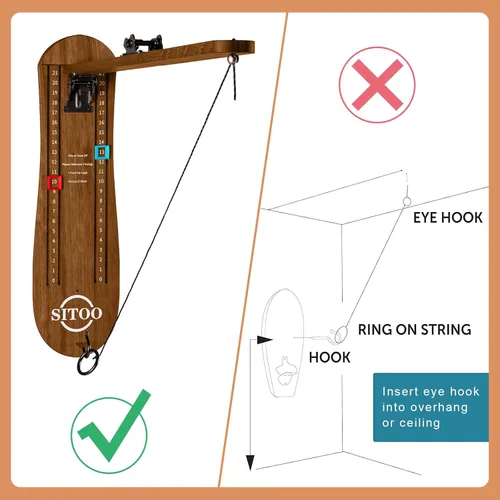 Miniatura 6 de Ring Toss Game for Adults, Outdoors Games, Wall Mounted Hook and Ring Game with Foldable Arm