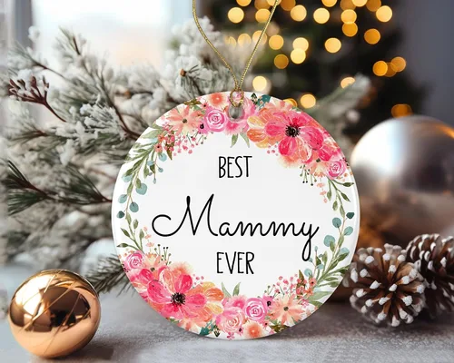 Miniatura 3 de Adorno de Navidad con la frase "Best Mammy Ever", adorno de Navidad para mamá de hijo, hija, regalos de nana, adorno de Navidad impreso en ambos