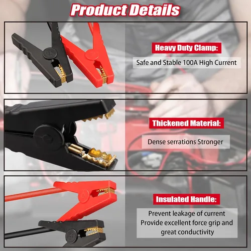 Miniatura 3 de Adaptador de arrancador de batería para auto para baterías Craftsman 20V V20, arrancador de batería de auto calibre 11, cables de refuerzo de auto