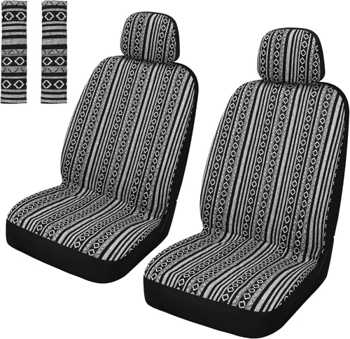 Miniatura 10 de Pariitadin Baja - Fundas para asientos delanteros de automóvil tipo manta de montura con almohadillas para cinturón de seguridad, fundas de asiento