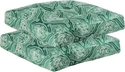 Miniatura 5 de Paquete de 2 cojines de mimbre para asiento de patio para exteriores e interiores con lazos, cojín para silla de comedor, 17 x 17 pulgadas