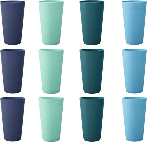 Miniatura 7 de US Acrylic Newport Vasos de Agua Apilables de Plástico Irrompible de 20 Onzas en 4 Colores Costeros Juego de 12 Vasos para Beber Reutilizables