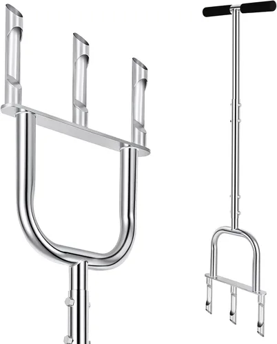 Aireador manual de césped, aireador de metal con 3 dientes huecos reemplazables, herramienta de aireación de patio semiensamblada para cuidado del