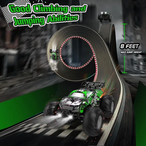 Miniatura 6 de Coche de Control Remoto, Coche de Control Remoto Todo Terreno para Niños, Camión RC Recargable con LED, 1:20, 10KM/H, 2 Motores, 2.4GHZ, Velocidad
