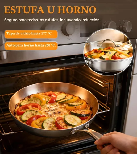 Miniatura 6 de Juego de ollas y sartenes de 16 piezas, juego de utensilios de cocina de acero inoxidable de tres capas con tapas, juego de cocina no tóxico, apto