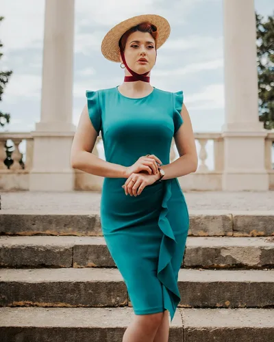 Miniatura 3 de Miusol vestido de cóctel con volantes, estilo clásico, para mujer