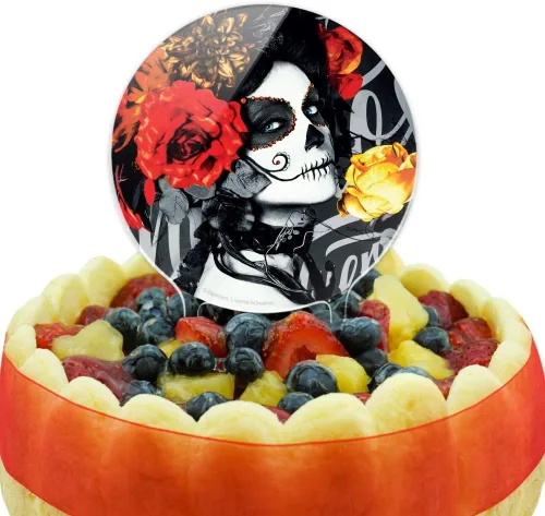 Miniatura 5 de Decoración acrílica para tartas de Día de los Muertos, Día de los Muertos, decoración de fiesta para boda, aniversario, cumpleaños, graduación