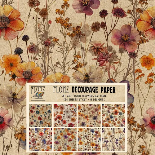 Miniatura 13 de Decoupage - Paquete de papel (24 hojas de 6 x 6 pulgadas) Floral Paradise in Blue # Papel de patrón de estilo vintage para decoupage, manualidades