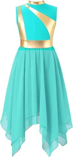 Miniatura 120 de CHICTRY Vestido de baile lírico sin mangas asimétrico para niñas, disfraz de adoración litúrgica contemporánea