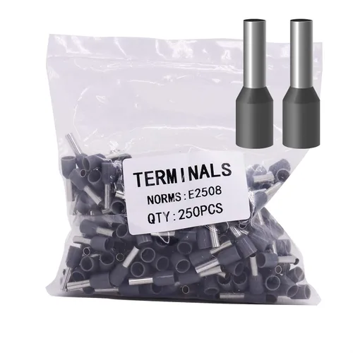 Miniatura 45 de Fidioto AWG12 Casquillos de Alambre Terminales, juego de 250 piezas AWG12 Conector de Terminal de Alambre con Pin Aislado para Terminales de Punta