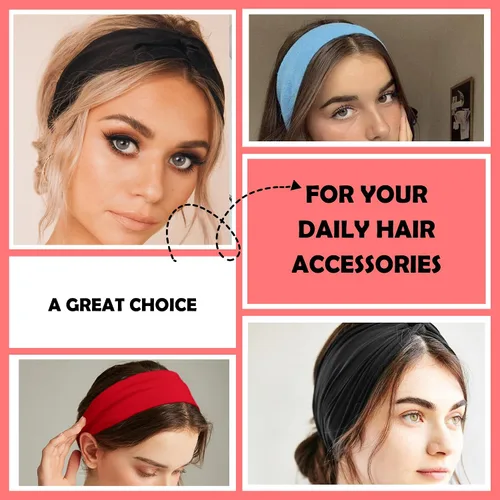 Miniatura 8 de Lotus78, Paquete de 12 diademas anchas para mujer, antideslizantes, modernas bandas deportivas para el cabello de mujer, bandas elásticas suaves